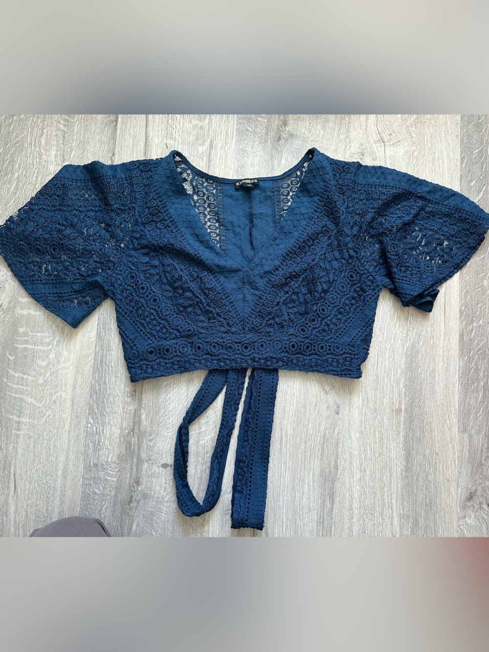Express Lace Navy Blue Crop Top